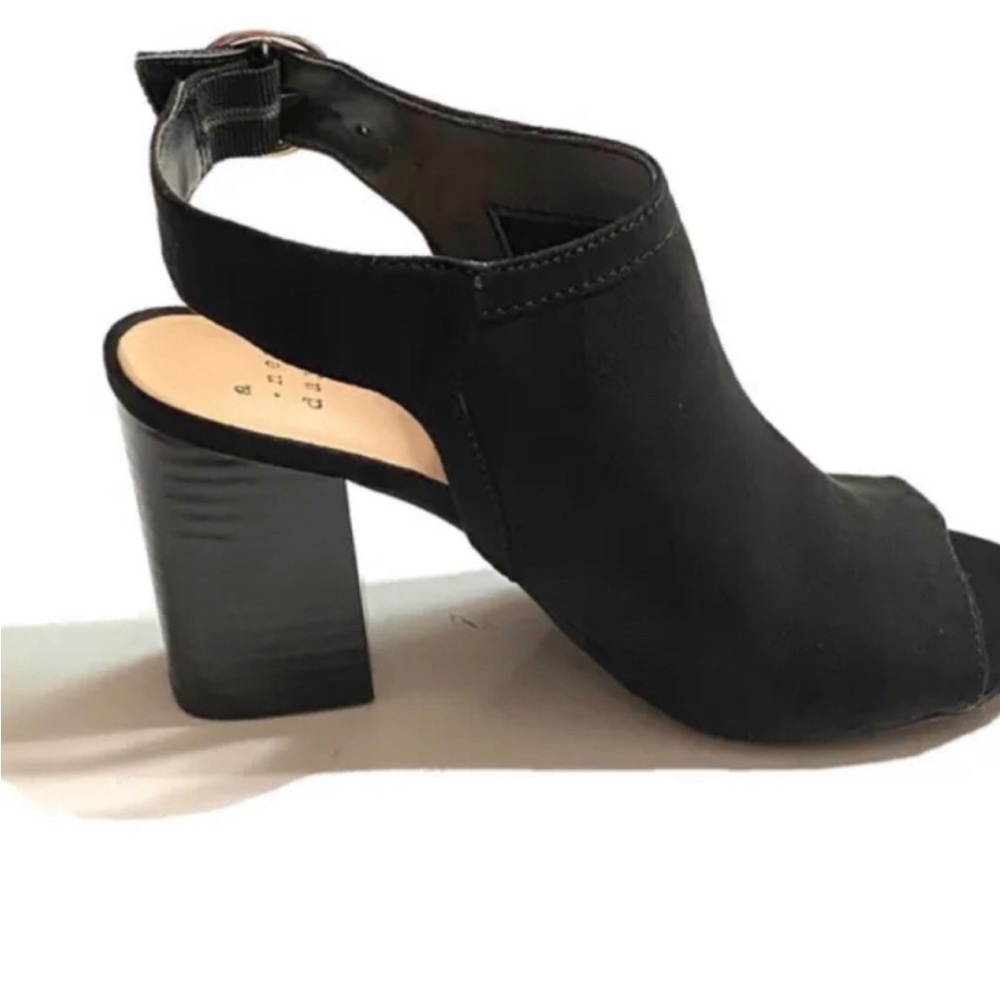 A New Day Rhea Open Toe Block Heels Black Faux Suede Size 11 - Picture 2 of 14